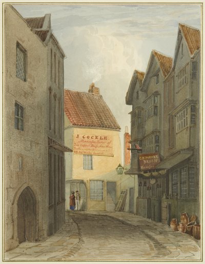 St Nicholas Street vanaf de kruising met Corn Street door Thomas Leeson the Elder Rowbotham