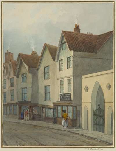 Temple Street met poort naar Temple Church door Thomas Leeson the Elder Rowbotham