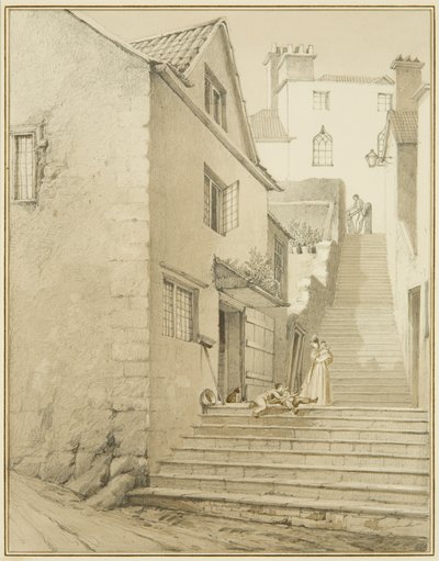 De trappen die Griffin Lane en Church Lane verbinden door Thomas Leeson the Elder Rowbotham
