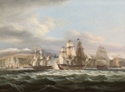 H.M.S. Caledonia achtervolgt het Franse eskader tot in Toulon door Thomas Luny