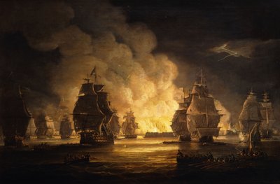 De slag om Algiers: het bombardement, 1824 door Thomas Luny
