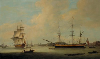 Het Amerikaanse schip Granville voor Deptford door Thomas Luny