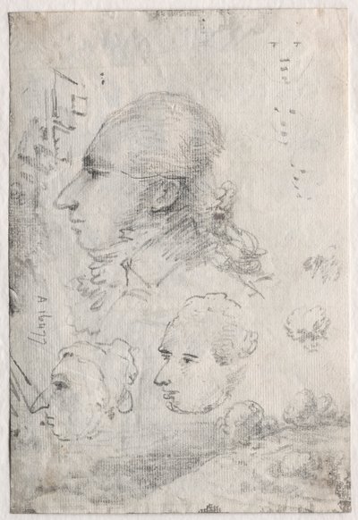 Studies van hoofden verso, ca. 1820s door Thomas Monro