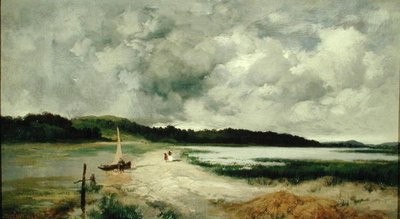 Een voorbijgaande bui op Long Island door Thomas Moran