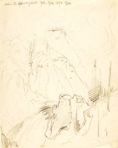 Boven de Lower Fall, Yellowstone door Thomas Moran