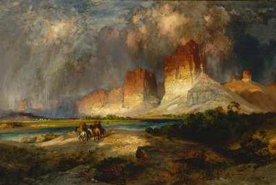 Kliffen van de bovenloop van de Colorado rivier, Wyoming door Thomas Moran
