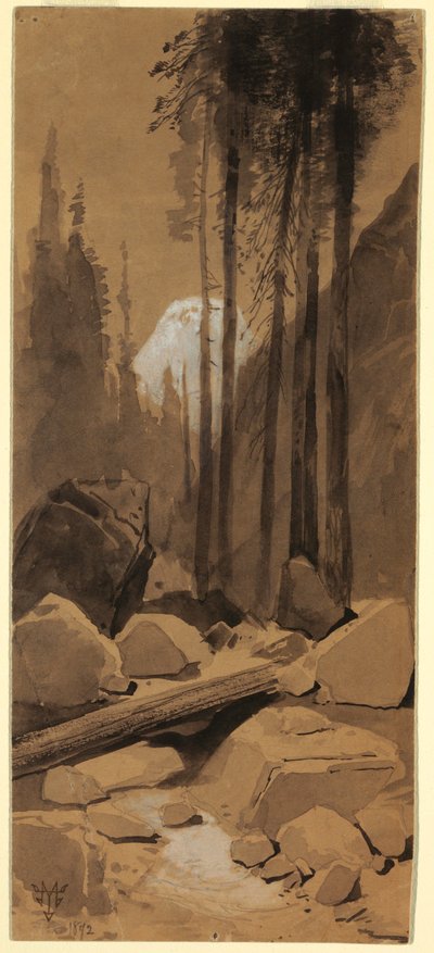 Tekening, In de Yosemitevallei, 1872 door Thomas Moran