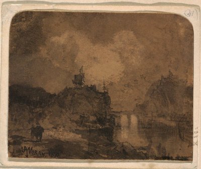 Tekening, Rivierlandschap, Grand Canyon, Colorado, 1870 door Thomas Moran