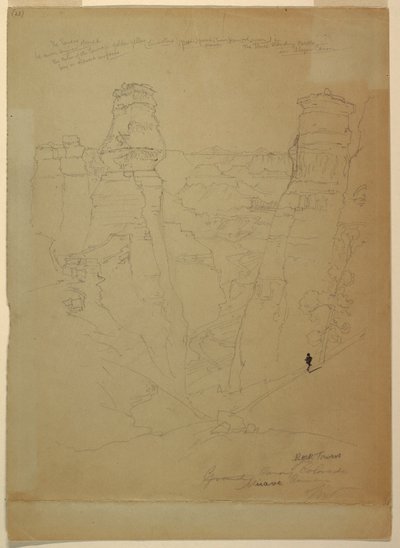 Tekening, Rotstorens in de Muave [Muav] Canyon, Colorado, 1873 door Thomas Moran