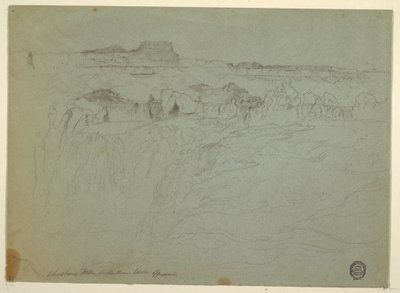 Tekening, Shoshone watervallen, Snake rivier, Idaho, 1875 door Thomas Moran