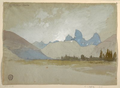 Tekening, De Tetons, Idaho, 1879 door Thomas Moran