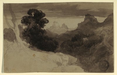 Tekening, Uitzicht op de Tetons, Wyoming, 1874 door Thomas Moran