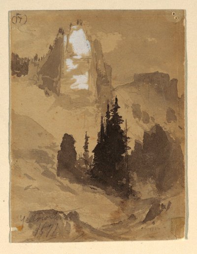 Tekening, Yellowstone, 1871 door Thomas Moran