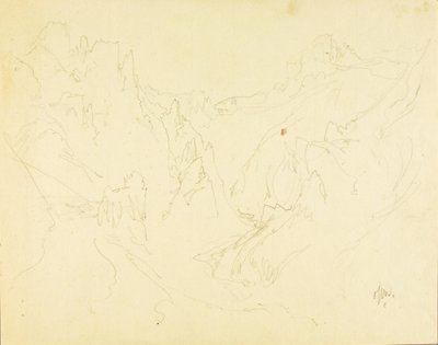 Veldschets van Rocky Canyon door Thomas Moran