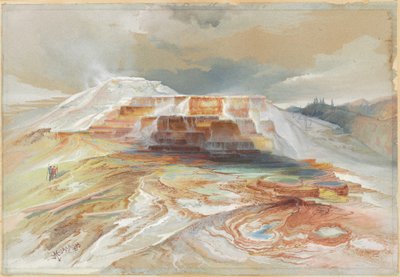 Warmwaterbronnen van de Gardiner River, Yellowstone door Thomas Moran