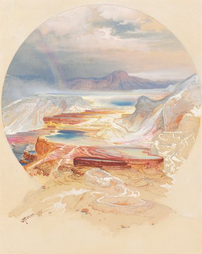 Minerva-terras, Yellowstone door Thomas Moran
