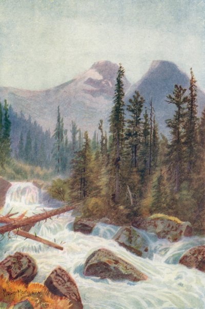 Glacier Crest, Illecillewaet (kleurenlitho) door Thomas Mower Martin