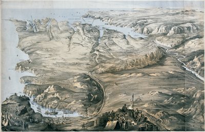 Panoramisch uitzicht op de verschansing van de geallieerde legers van Engeland en Frankrijk voor Sebastopol door Thomas Packer