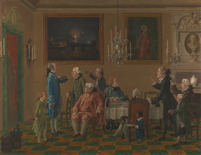 Britse Heren bij het Huis van Sir Horace Mann in Florence door Thomas Patch