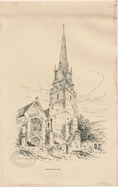 Wombourne Kerk: zinkografie, nd [midden 19e eeuw] door Thomas Peploe Wood