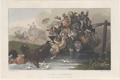Een reis naar Scarborough, uit Poetische schetsen van Scarborough, 1813 door Thomas Rowlandson, Joseph Constantine Stadler, J. Bluck