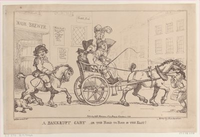 Een failliete kar, of de weg naar de ondergang in het oosten!, 5 november 1799 door Thomas Rowlandson