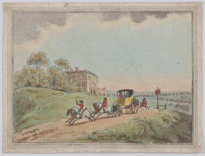 Een koets en vier uit, Rustieke schetsen, 1787 door Thomas Rowlandson