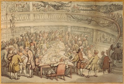 Een gesprek in de "Surgeons Hall", Old Bailey, Londen door Thomas Rowlandson