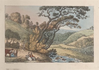 Een Cornish Uitzicht, uit Uitzichten in Cornwall, 1810 door Thomas Rowlandson