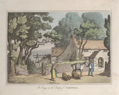 Een huisje in het hertogdom Cornwall, uit Schetsen uit de natuur door Thomas Rowlandson