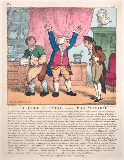 Een remedie tegen liegen en een slecht geheugen, 9 juli 1807 door Thomas Rowlandson