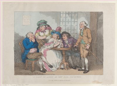 Een dame in Limbo, of Joodse borgtocht afgewezen door Thomas Rowlandson
