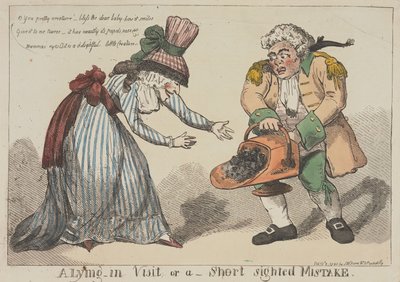 Een kraambezoek, of een kortzichtige fout door Thomas Rowlandson