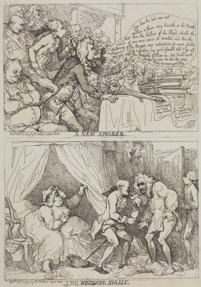Een nieuwe spreker – De huwelijksnacht door Thomas Rowlandson