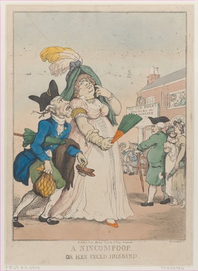 Een domkop, of een onder de plak zittende echtgenoot, 24 april 1807 door Thomas Rowlandson