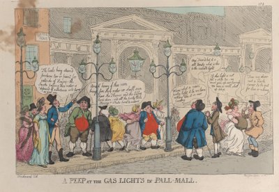 Een Glimp van de Gaslichten in Pall-Mall, 23 december 1809 door Thomas Rowlandson