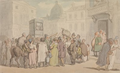 Een Punch-en-Judy-voorstelling door Thomas Rowlandson