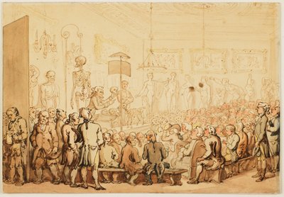Een anatomische lezing aan de Royal Academy of Arts door Thomas Rowlandson
