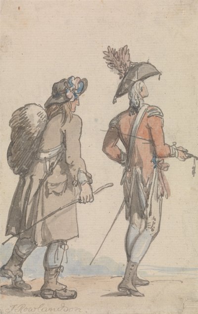 Een officier en zijn bediende door Thomas Rowlandson