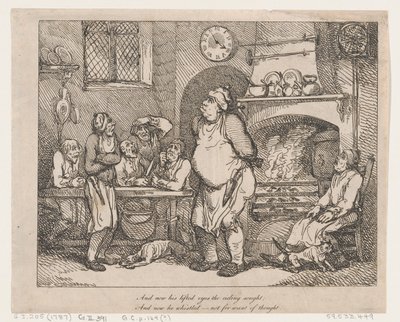 En nu richtten zijn opgeheven ogen zich op het plafond... door Thomas Rowlandson