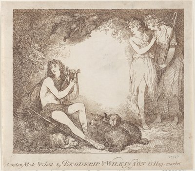 Apollo, Lyra en Daphne Handelskaart illustrerend Marian, een opera, 1797-99 door Thomas Rowlandson