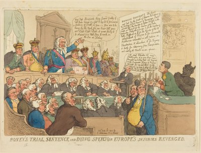 Het proces tegen Boney, zijn vonnis en zijn laatste woorden door Thomas Rowlandson