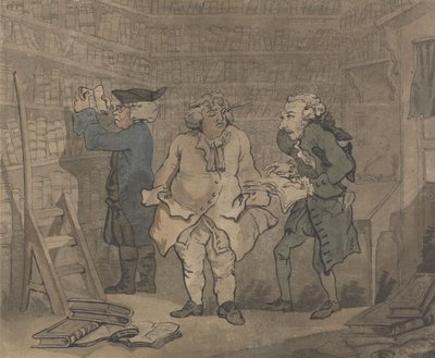 Boekhandelaar en auteur door Thomas Rowlandson