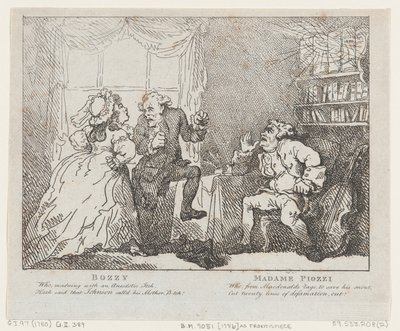 Bozzy en Madame Piozzi Frontispice, Bozzy en Piozzi door Peter Pindar, 1780-86 door Thomas Rowlandson