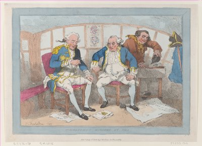 Commandanten in gevecht op zee door Thomas Rowlandson