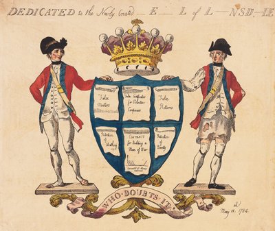Opgedragen aan de nieuw gecreëerde graaf van L-nsd-le door Thomas Rowlandson