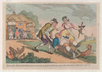 Doctor Drainbarrel naar Huis Gebracht om Zijn Proces te Ondergaan voor Verwaarlozing van Fa..., 30 november 1810 door Thomas Rowlandson