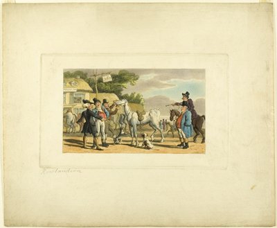 Doctor Syntax verkoopt Grizzle, uit The Tour of Doctor Syntax door Thomas Rowlandson