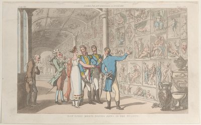Don Luigi ontmoet Donna Anna in het museum, uit Napels en de Campagna Felice: in..., 1 juni 1815 door Thomas Rowlandson