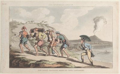De bagage van Don Luigi in beslag genomen door vier Lazzaroni, uit Napels en de Campagna Felice..., 1 juni 1815 door Thomas Rowlandson